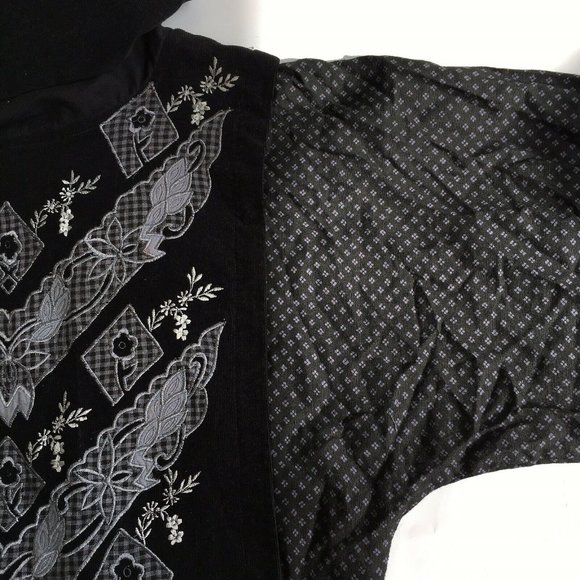 Dress Daiquiri L Embroidered Black Grey Patchwork - Picture 4 of 10